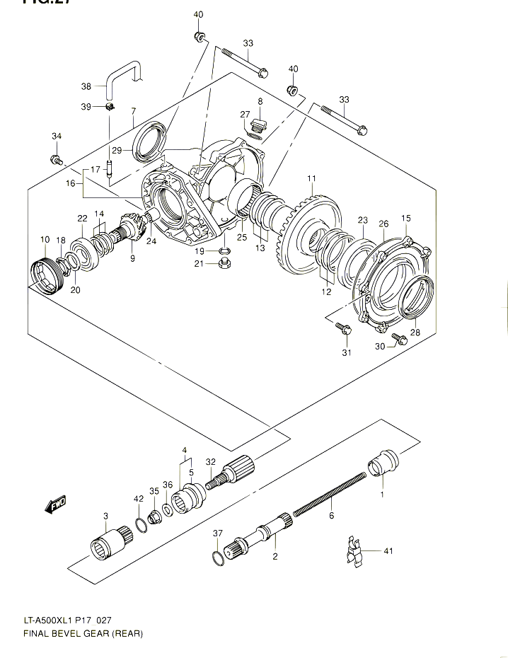 CARDAN COUPLE CONIQUE ARRIERE POUR SUZUKI KINGQUAD 500 2011 POUR SUZUKI KINGQUADLT A500X L1 