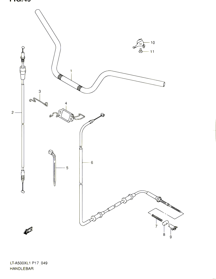 GUIDON POUR SUZUKI KINGQUAD 500 2011 POUR SUZUKI KINGQUADLT A500X L1 