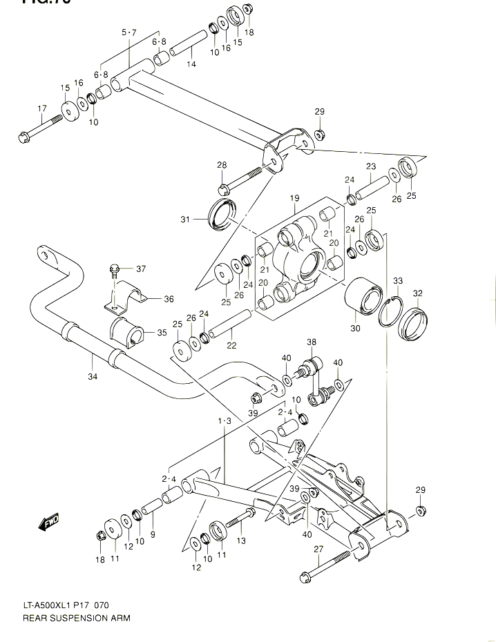 BRAS SUSPENSION ARRIERE POUR SUZUKI KINGQUAD 500 2011 POUR SUZUKI KINGQUADLT A500X L1 