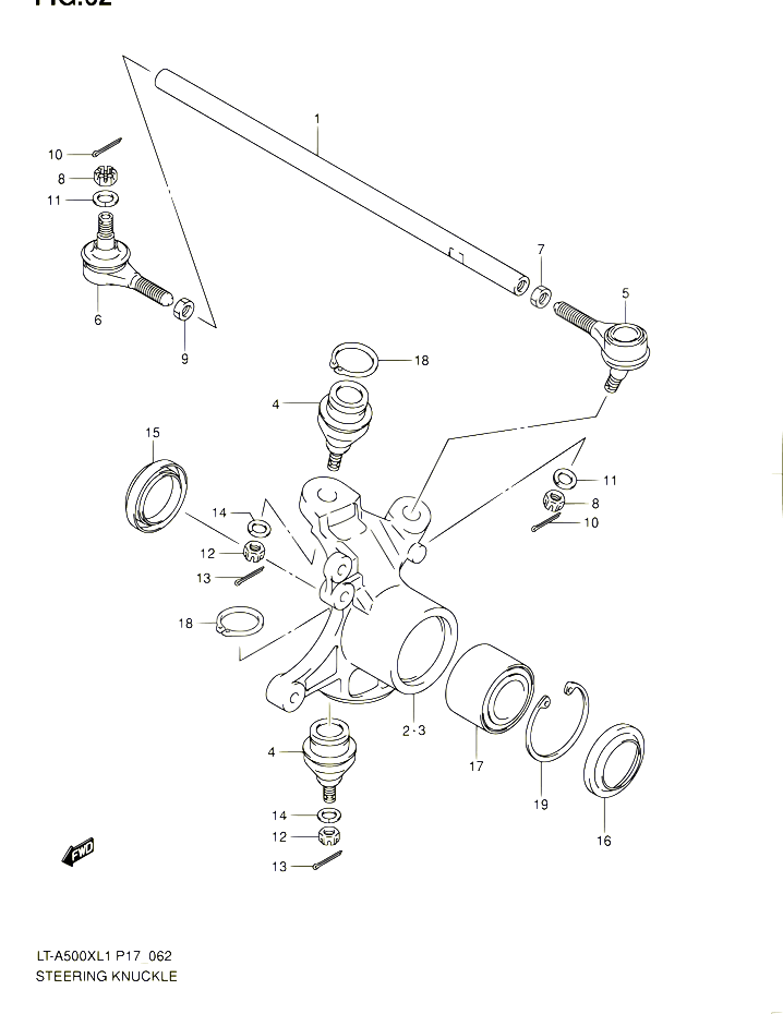 BIELLETTE DE DIRECTION MOYEU POUR SUZUKI KINGQUAD 500 2011 POUR SUZUKI KINGQUADLT A500X L1 