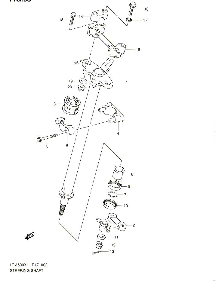 COLONNE DE DIRECTION POUR SUZUKI KINGQUAD 500 2011 POUR SUZUKI KINGQUADLT A500X L1 