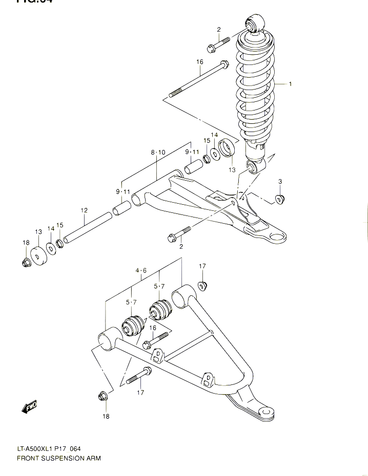 BRAS SUSPENSION AVANT POUR SUZUKI KINGQUAD 500 2011 POUR SUZUKI KINGQUADLT A500X L1 