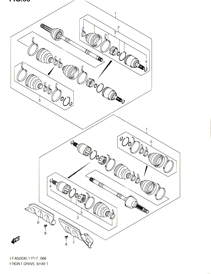 ARBRE DE TRANSMISSION AVANT POUR SUZUKI KINGQUAD 500 2011 POUR SUZUKI KINGQUADLT A500X L1 