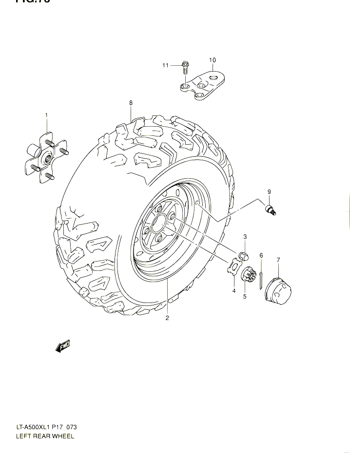 ROUE ARRIERE GAUCHE POUR SUZUKI KINGQUAD 500 2011 POUR SUZUKI KINGQUADLT A500X L1 