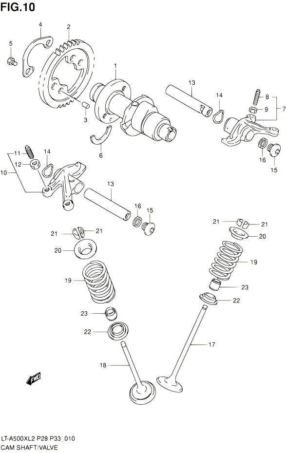ARBRE A CAMES VALVE POUR SUZUKI KINGQUAD 500 2012 POUR SUZUKI KINGQUADLT A500X L2 LT A500XZ L2 