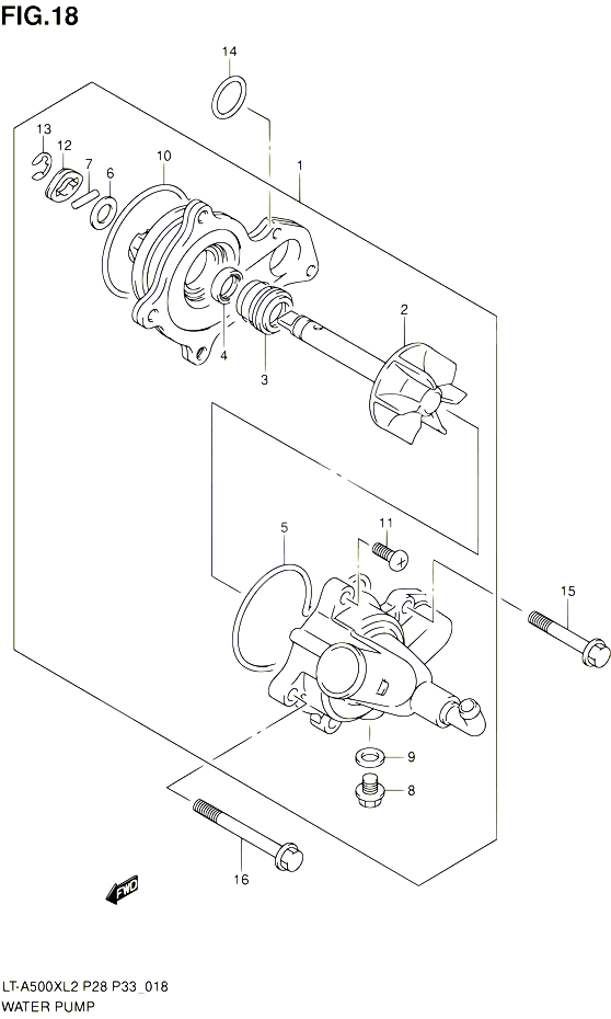 POMPE A EAU POUR SUZUKI KINGQUAD 500 2012 POUR SUZUKI KINGQUADLT A500X L2 LT A500XZ L2 