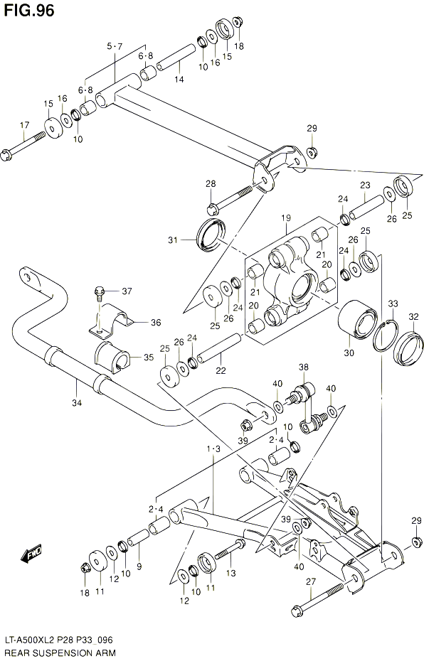 BRAS SUSPENSION ARRIERE LT A500XL2 P28 POUR SUZUKI KINGQUAD 500 2012 POUR SUZUKI KINGQUADLT A500X L2  LT A500XZ L2 