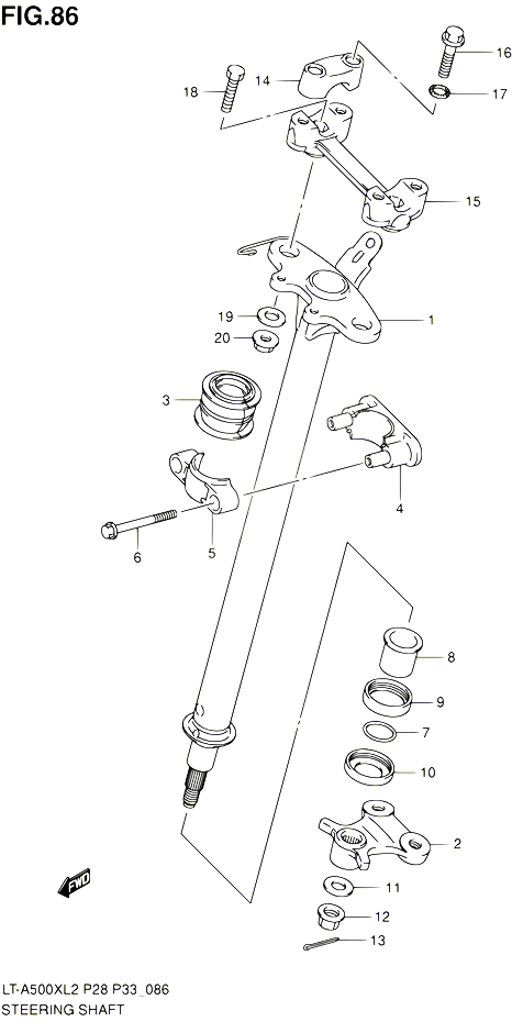 COLONNE DE DIRECTION POUR SUZUKI KINGQUAD 500 2012 POUR SUZUKI KINGQUADLT A500X L2  LT A500XZ L2 