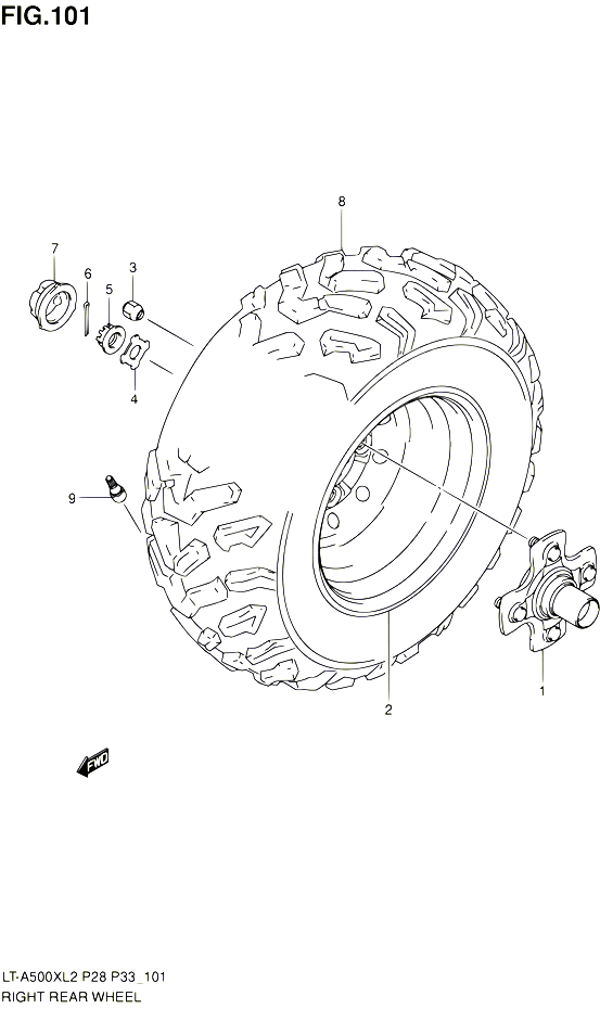 ROUE ARRIERE DROITE LT A500XL2 P28 POUR SUZUKI KINGQUAD 500 2012 POUR SUZUKI KINGQUADLT A500X L2 LT A500XZ L2 