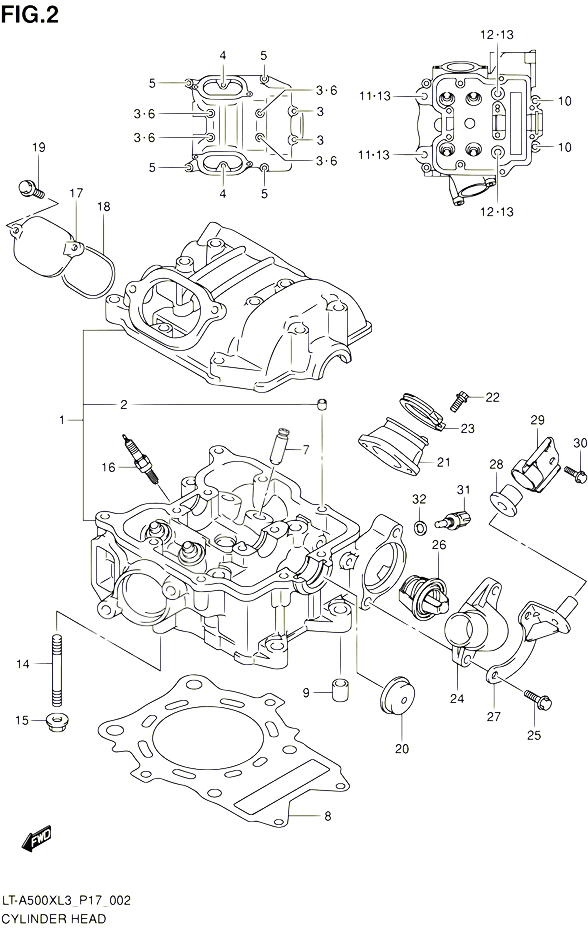 CULASSE POUR SUZUKI KINGQUAD 500 2013 POUR SUZUKI KINGQUADLT A500X L3 LT A500XZ L3 
