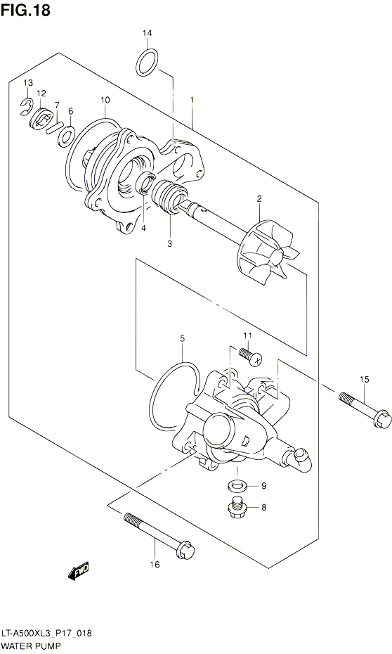 POMPE A EAU POUR SUZUKI KINGQUAD 500 2013 POUR SUZUKI KINGQUADLT A500X L3  LT A500XZ L3 