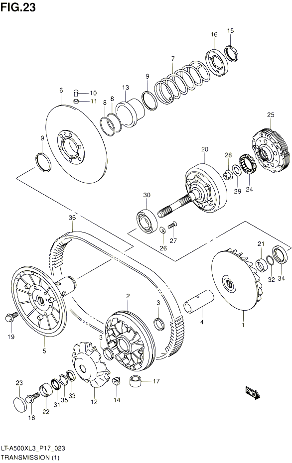 TRANSMISSION 1 POUR SUZUKI KINGQUAD 500 2013 POUR SUZUKI KINGQUADLT A500X L3  LT A500XZ L3 