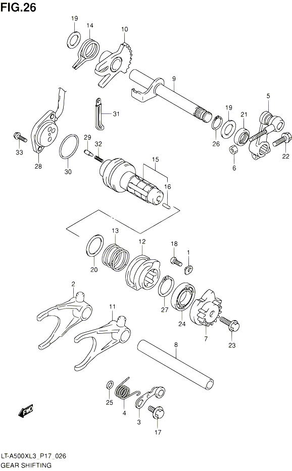 ENSEMBLE SELECTEUR DE VITESSES POUR SUZUKI KINGQUAD 500 2013 POUR SUZUKI KINGQUADLT A500X L3  LT A500XZ L3 