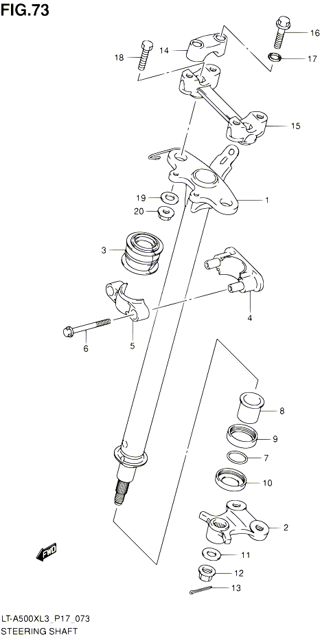 COLONNE DE DIRECTION POUR SUZUKI KINGQUAD 500 2013 POUR SUZUKI KINGQUADLT A500X L3  LT A500XZ L3 