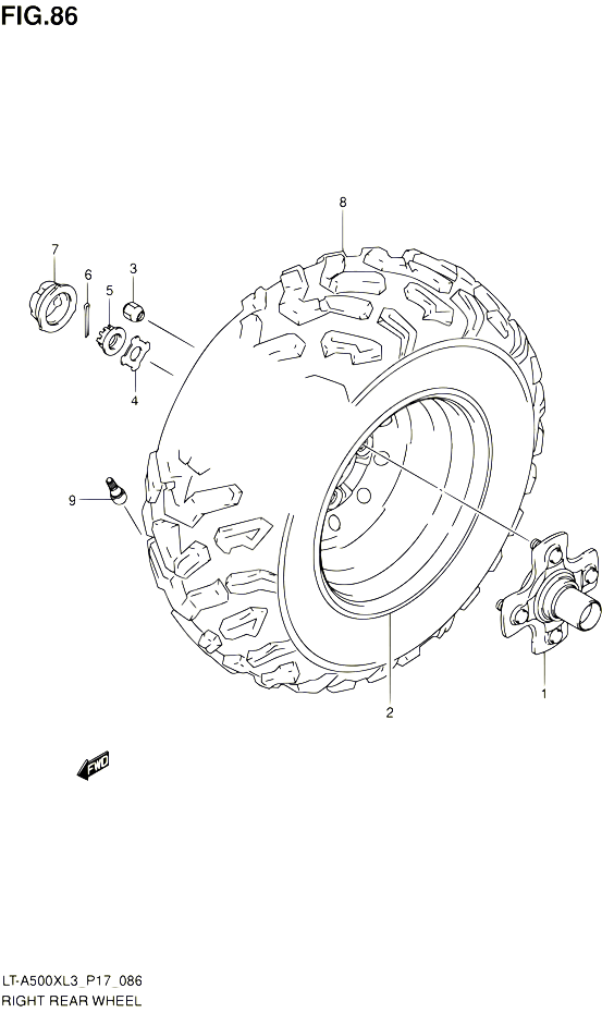 ROUE ARRIERE DROITE LT A500XZL3 P17 POUR SUZUKI KINGQUAD 500 2013 POUR SUZUKI KINGQUADLT A500X L3 LT A500XZ L3 