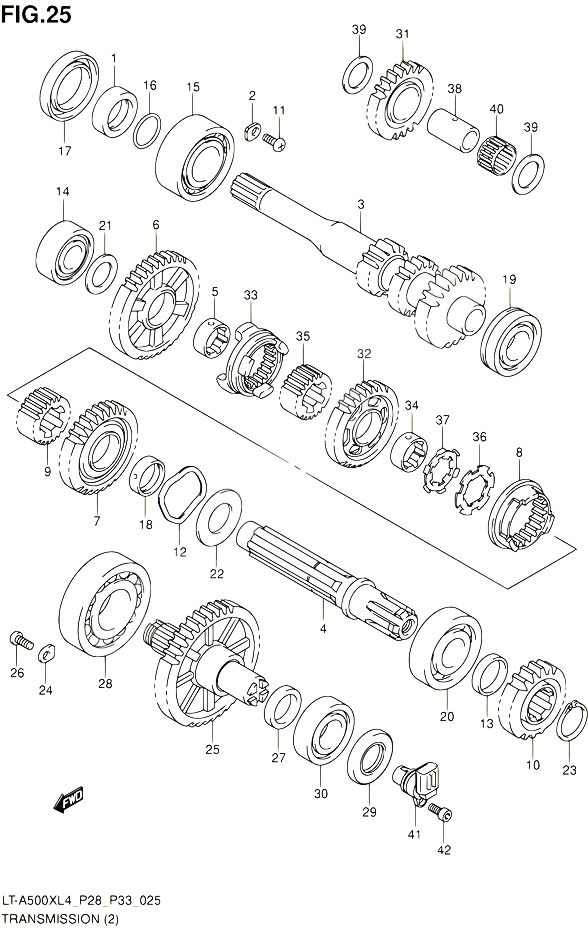 TRANSMISSION 2 POUR SUZUKI KINGQUAD 500 1992 POUR SUZUKI KINGQUADLT A500X L4 LT A500XZ L4 