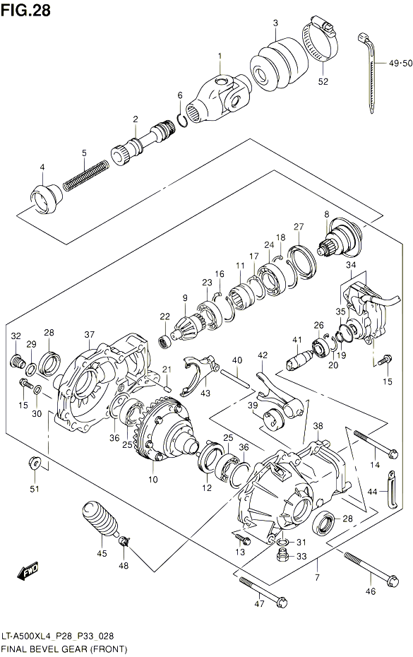 CARDAN COUPLE CONIQUE AVANT POUR SUZUKI KINGQUAD 500 1992 POUR SUZUKI KINGQUADLT A500X L4 LT A500XZ L4 