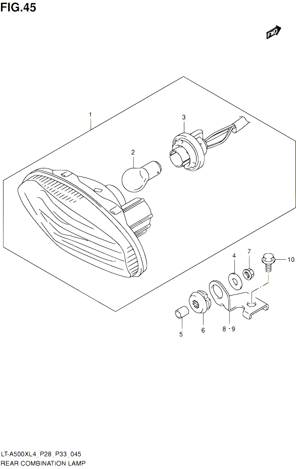 ENSEMBLE FEU ARRIERE LT A500XZL4 P33 POUR SUZUKI KINGQUAD 500 1992 POUR SUZUKI KINGQUADLT A500X L4 LT A500XZ L4 