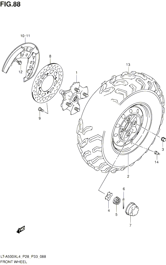 ROUE AVANT LT A500XL4 P28 POUR SUZUKI KINGQUAD 500 1992 POUR SUZUKI KINGQUADLT A500X L4 LT A500XZ L4 