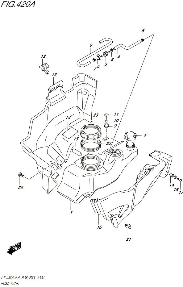 RESERVOIR DESSENCE POUR SUZUKI KINGQUAD 500 1992 POUR SUZUKI KINGQUADLT A500X L5 LT A500XZ L5 