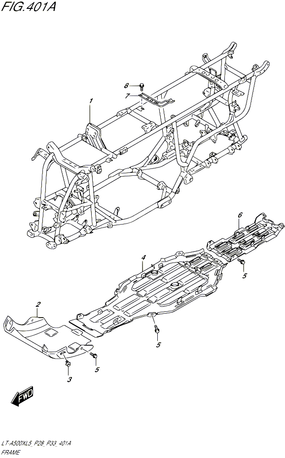 CADRE POUR SUZUKI KINGQUAD 500 1992 POUR SUZUKI KINGQUADLT A500X L5 LT A500XZ L5 
