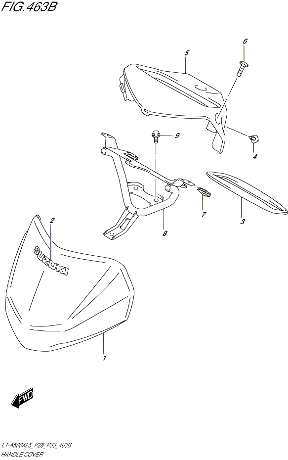 CARENAGE TETE DE FOURCHE LT A500XL5 P33 POUR SUZUKI KINGQUAD 500 1992 POUR SUZUKI KINGQUADLT A500X L5  LT A500XZ L5 