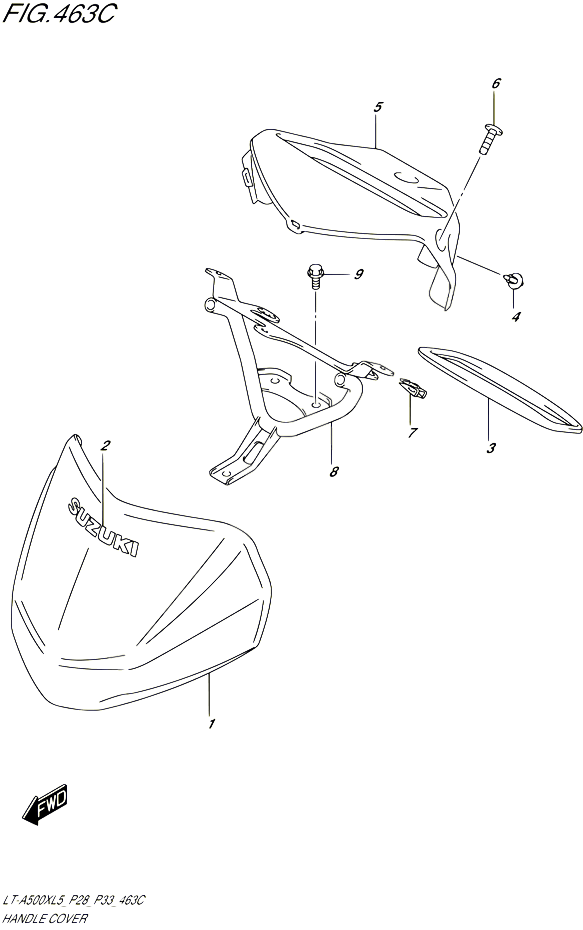 CARENAGE TETE DE FOURCHE LT A500XZL5 P28 POUR SUZUKI KINGQUAD 500 1992 POUR SUZUKI KINGQUADLT A500X L5  LT A500XZ L5 