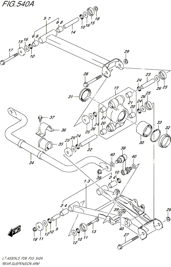 BRAS SUSPENSION ARRIERE POUR SUZUKI KINGQUAD 500 1992 POUR SUZUKI KINGQUADLT A500X L5  LT A500XZ L5 