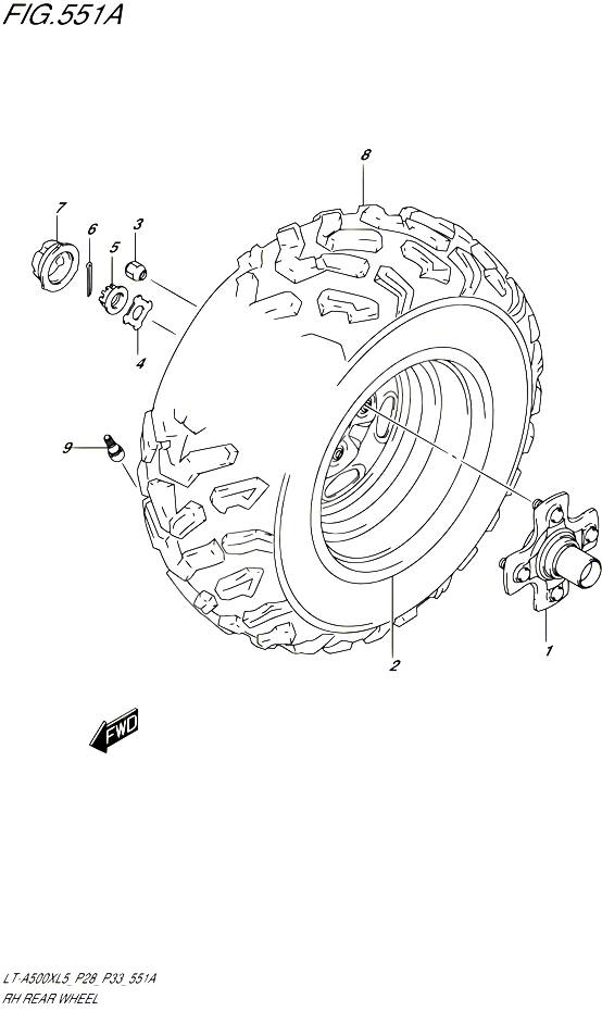 ROUE ARRIERE DROITE POUR SUZUKI KINGQUAD 500 1992 POUR SUZUKI KINGQUADLT A500X L5 LT A500XZ L5 