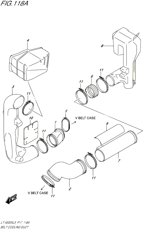 CONDUIT DADMISSION CARTER COURROIE POUR SUZUKI KINGQUAD 500 2015 POUR SUZUKI KINGQUADLT A500X L5 LT A500XZ L5 