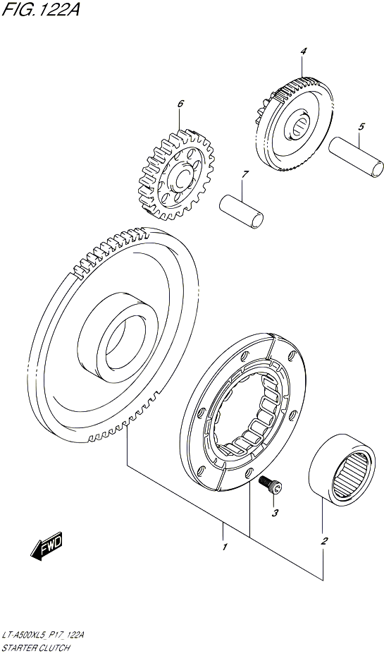 ROUE LIBRE DE DEMARREUR POUR SUZUKI KINGQUAD 500 2015 POUR SUZUKI KINGQUADLT A500X L5  LT A500XZ L5 