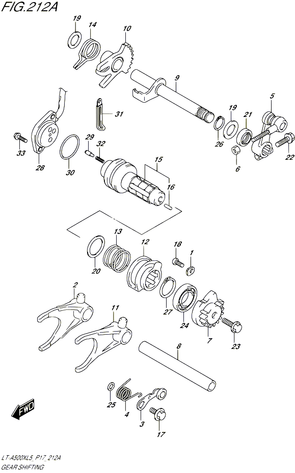 ENSEMBLE SELECTEUR DE VITESSES POUR SUZUKI KINGQUAD 500 2015 POUR SUZUKI KINGQUADLT A500X L5  LT A500XZ L5 