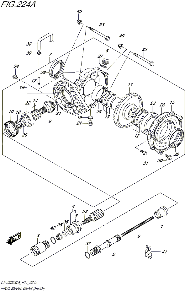 CARDAN COUPLE CONIQUE ARRIERE POUR SUZUKI KINGQUAD 500 2015 POUR SUZUKI KINGQUADLT A500X L5  LT A500XZ L5 