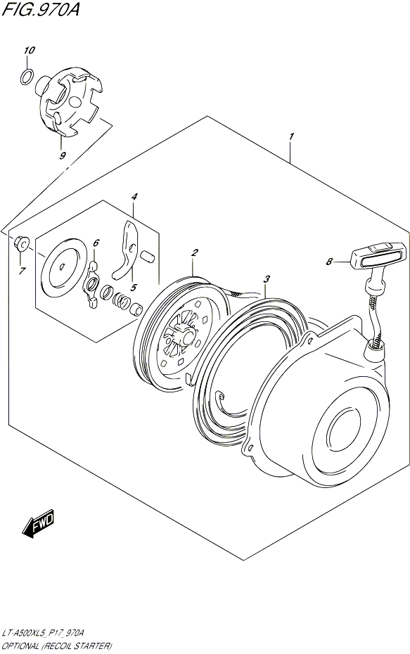 OPTIONS RECOIL STARTER POUR SUZUKI KINGQUAD 500 2015 POUR SUZUKI KINGQUADLT A500X L5 LT A500XZ L5 