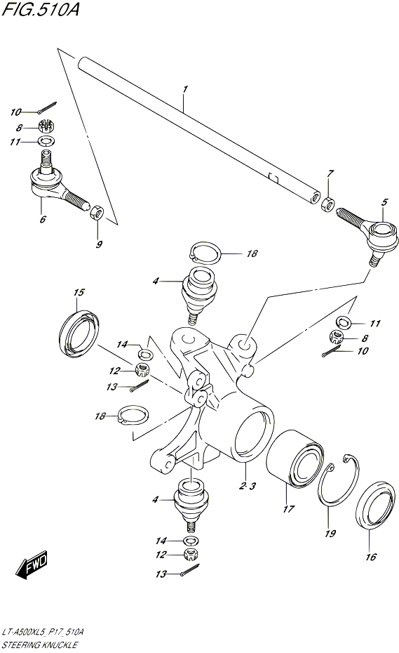 BIELLETTE DE DIRECTION MOYEU POUR SUZUKI KINGQUAD 500 2015 POUR SUZUKI KINGQUADLT A500X L5  LT A500XZ L5 