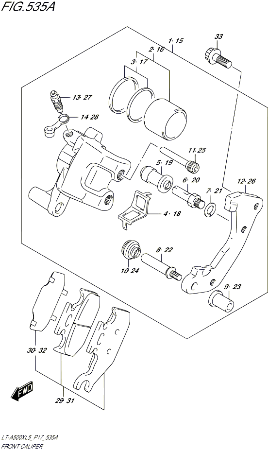 ETRIER DE FREIN AVANT POUR SUZUKI KINGQUAD 500 2015 POUR SUZUKI KINGQUADLT A500X L5  LT A500XZ L5 