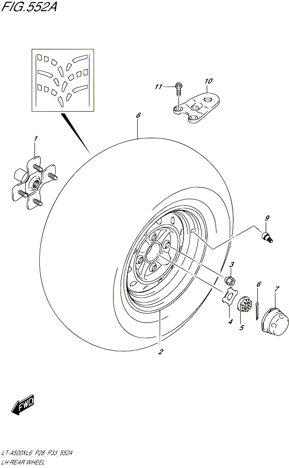 ROUE ARRIERE GAUCHE POUR SUZUKI KINGQUAD 500 2016 POUR SUZUKI KINGQUADLT A500X L6 LT A500XZ L6 