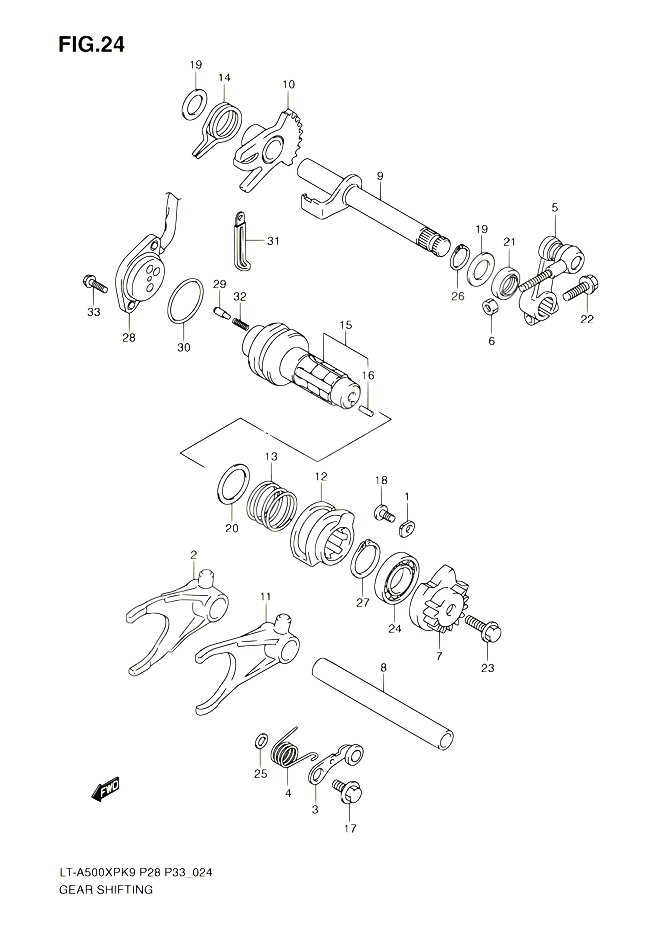 ENSEMBLE SELECTEUR DE VITESSES POUR SUZUKI KINGQUAD 500 2010 POUR SUZUKI KINGQUADLT A500XP L0 LT A500XPZ L0 