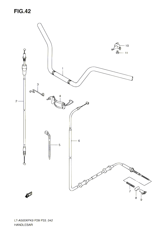 GUIDON POUR SUZUKI KINGQUAD 500 2010 POUR SUZUKI KINGQUADLT A500XP L0 LT A500XPZ L0 