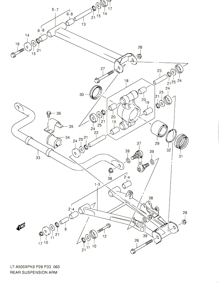 BRAS SUSPENSION ARRIERE POUR SUZUKI KINGQUAD 500 2010 POUR SUZUKI KINGQUADLT A500XP L0  LT A500XPZ L0 