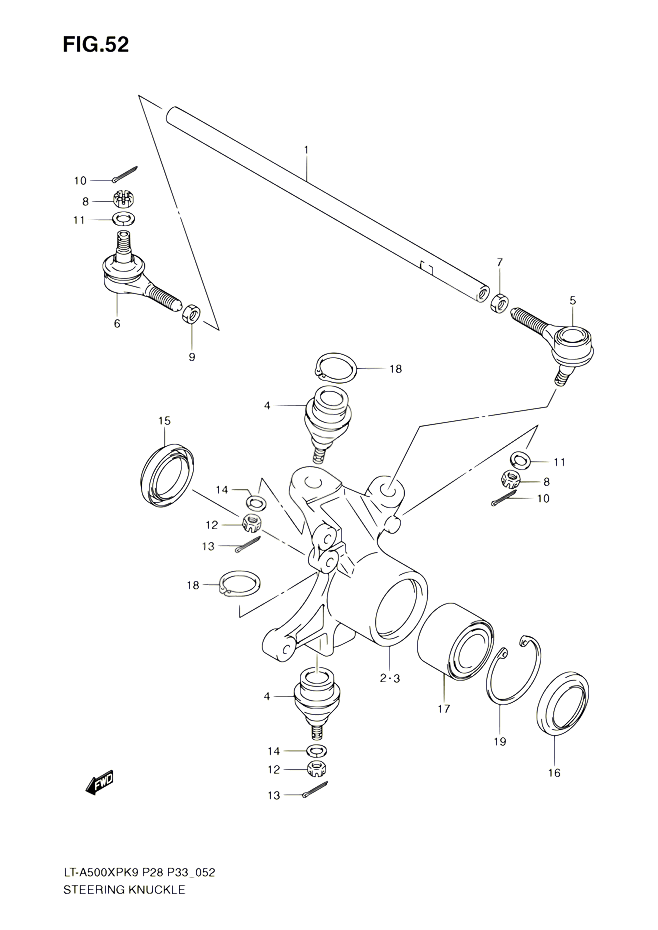 BIELLETTE DE DIRECTION MOYEU POUR SUZUKI KINGQUAD 500 2010 POUR SUZUKI KINGQUADLT A500XP L0 LT A500XPZ L0 