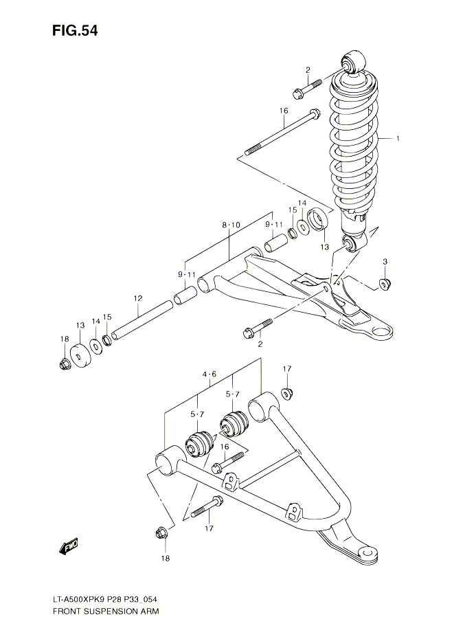 BRAS SUSPENSION AVANT POUR SUZUKI KINGQUAD 500 2010 POUR SUZUKI KINGQUADLT A500XP L0  LT A500XPZ L0 