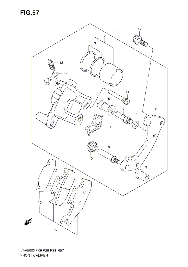 ETRIER DE FREIN AVANT POUR SUZUKI KINGQUAD 500 2010 POUR SUZUKI KINGQUADLT A500XP L0 LT A500XPZ L0 