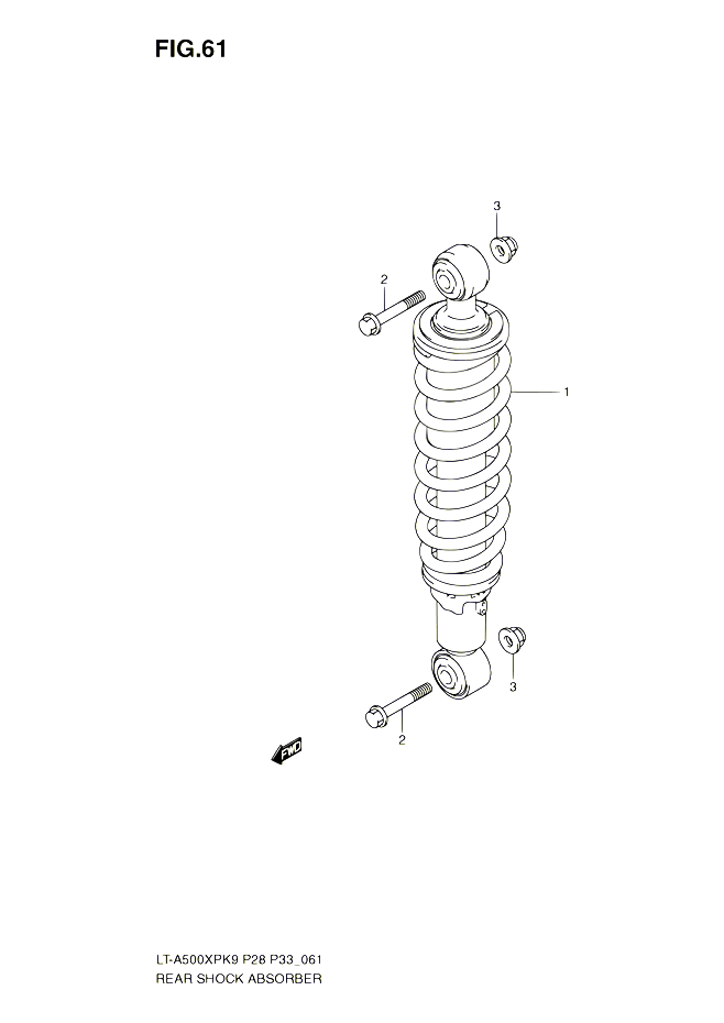 AMORTISSEUR ARRIERE POUR SUZUKI KINGQUAD 500 2010 POUR SUZUKI KINGQUADLT A500XP L0 LT A500XPZ L0 