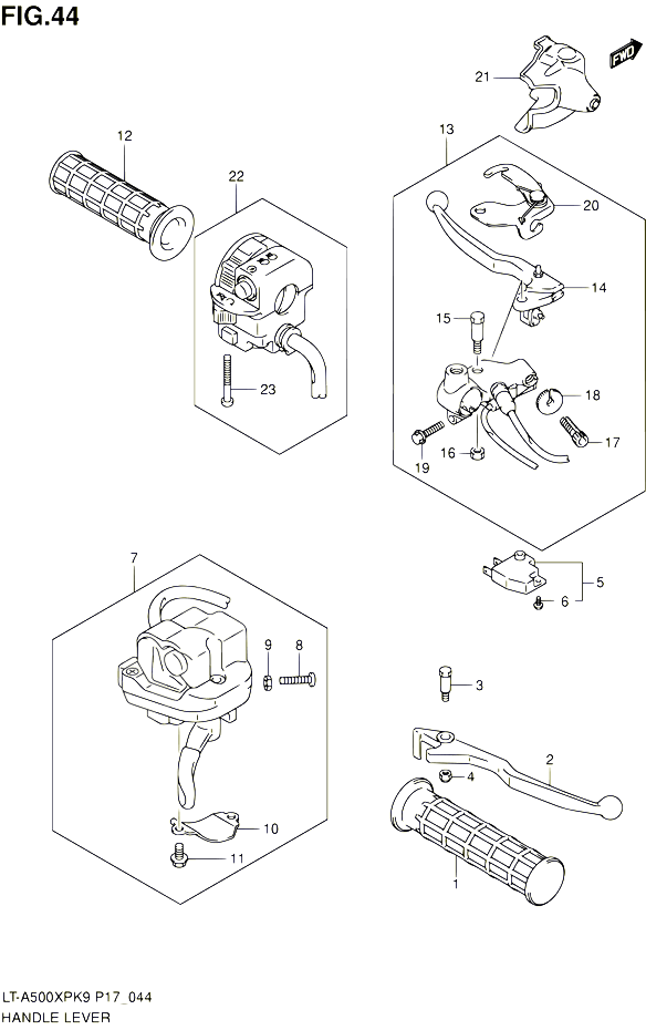 ENSEMBLE LEVIERS POIGNEES POUR SUZUKI KINGQUAD 500 2010 POUR SUZUKI KINGQUADLT A500XP L0 
