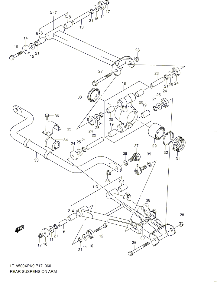 BRAS SUSPENSION ARRIERE POUR SUZUKI KINGQUAD 500 2010 POUR SUZUKI KINGQUADLT A500XP L0 