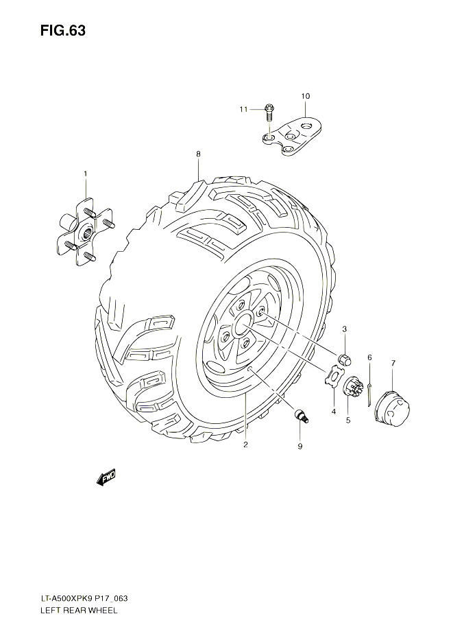 ROUE ARRIERE GAUCHE POUR SUZUKI KINGQUAD 500 2010 POUR SUZUKI KINGQUADLT A500XP L0 