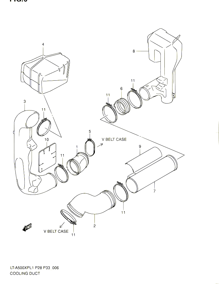 CONDUIT DADMISSION CARTER COURROIE POUR SUZUKI KINGQUAD 500 2011 POUR SUZUKI KINGQUADLT A500XP L1  LT A500XPZ L1 