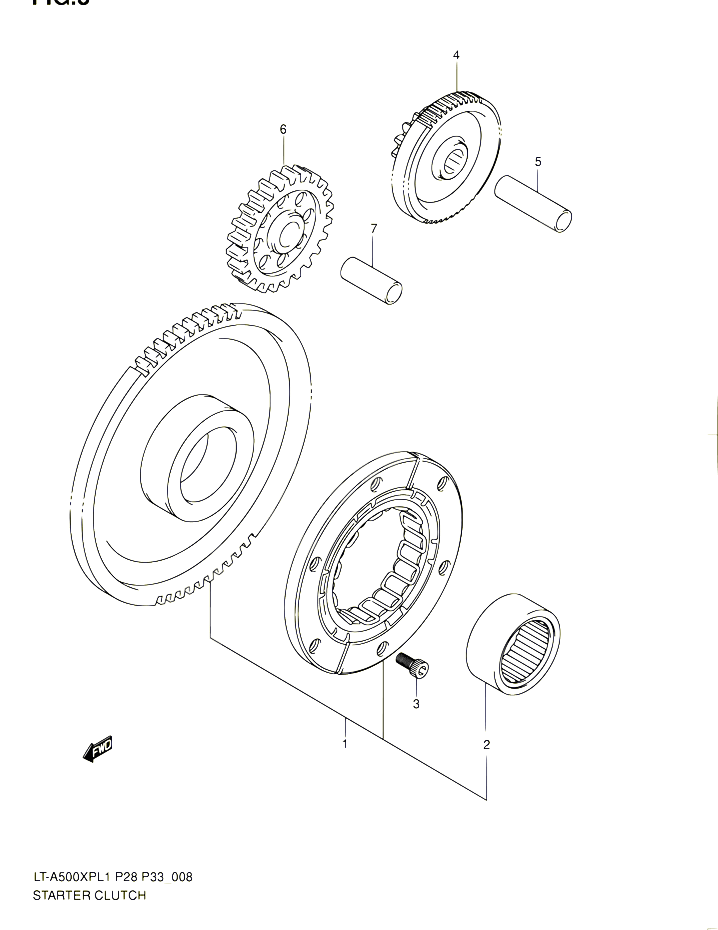 ROUE LIBRE DE DEMARREUR POUR SUZUKI KINGQUAD 500 2011 POUR SUZUKI KINGQUADLT A500XP L1 LT A500XPZ L1 