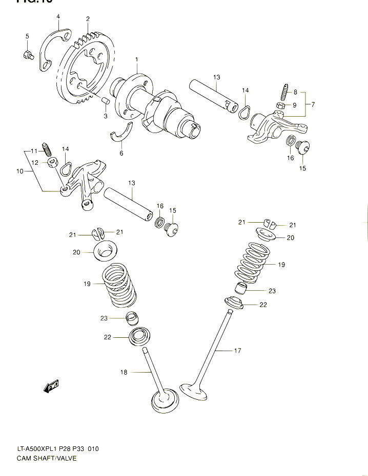 ARBRE A CAMES VALVE POUR SUZUKI KINGQUAD 500 2011 POUR SUZUKI KINGQUADLT A500XP L1  LT A500XPZ L1 